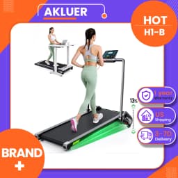 Akluer H1-B Under Desk Treadmill with 13% Auto Incline, 2.5HP Motor, 12km/h Speed, 100x40cm Running Area, 150kg Max Load, LED Display & Remote control, Remote control, touch panel, handle-bar control, Local delivery