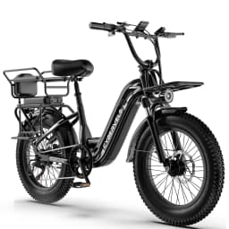Cybervelo 1000W Motor Peak Electric Bike for Adults 48V 20AH Removable Battery Step Thru EBike 30+MPH 80 Miles Max Range 20" Fat Tire Electric Bicycles with 7 Speed EK8