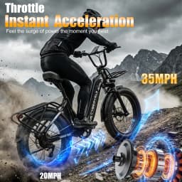 Cybervelo 1000W Motor Peak Electric Bike for Adults 48V 20AH Removable Battery Step Thru EBike 30+MPH 80 Miles Max Range 20" Fat Tire Electric Bicycles with 7 Speed EK8