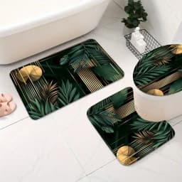 1/3/4pcs, Bohemian Style 2D FLAT Shower Curtain Set with Matching Bath Rugs - Tropical Leaf Design for Modern Bathroom Decor