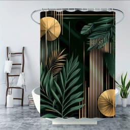 1/3/4pcs, Bohemian Style 2D FLAT Shower Curtain Set with Matching Bath Rugs - Tropical Leaf Design for Modern Bathroom Decor