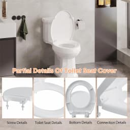 Toilet Seat (Optional Built-in Toddler Seat) Quiet Close, Non-Slip Bumpers White Potty Training Toilet Seat for Family Bathroom