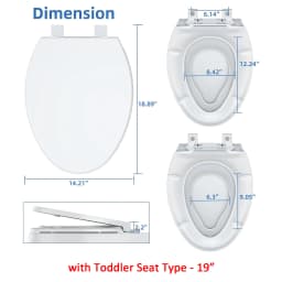 Toilet Seat (Optional Built-in Toddler Seat) Quiet Close, Non-Slip Bumpers White Potty Training Toilet Seat for Family Bathroom
