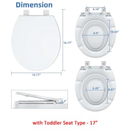 Toilet Seat (Optional Built-in Toddler Seat) Quiet Close, Non-Slip Bumpers White Potty Training Toilet Seat for Family Bathroom