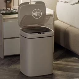 1 Pack Smart Motion Sensor Trash Can Touchless With Lid, Plastic Slim Compact Smart Garbage Bin, Minimalist Seamless Cover Low Voltage Operation Hygienic Waste Solution For Home Kitchen Bathroom Office Outdoor