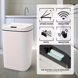 1 Pack Smart Motion Sensor Trash Can Touchless With Lid, Plastic Slim Compact Smart Garbage Bin, Minimalist Seamless Cover Low Voltage Operation Hygienic Waste Solution For Home Kitchen Bathroom Office Outdoor