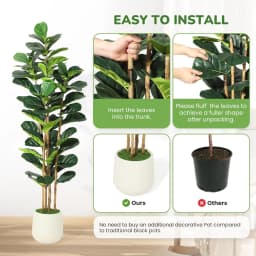 5/6/7 FT Artificial Fiddle Leaf Fig Tree with Pot Faux Trees with Artificial Plants Fiddle Leaves Greenery Fake Tree for Home