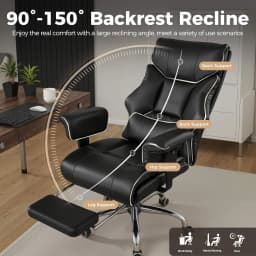 COMHOMA Big and Tall Office Chair 400lbs High Back Leather Executive Chair with Ergonomic Lumbar Support & Pocket Spring Cushion