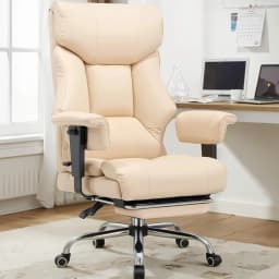 COMHOMA Big and Tall Office Chair 400lbs High Back Leather Executive Chair with Ergonomic Lumbar Support & Pocket Spring Cushion