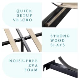 HOOMIC Bed Frame with Headboard, Fabric Platform Bed, Strong Wood Slats Support Panel Bed Mattress Foundation Allewie