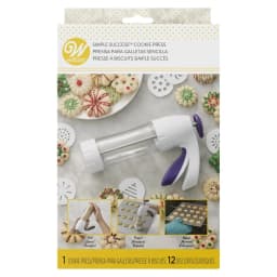 Ergonomic Cookie Press 13-Piece Set Spritz Cookie Maker Soft-Touch Trigger Clear Barrel Includes 12 Shapes Easy Baking