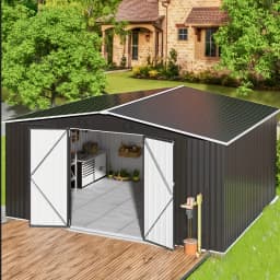 VIWAT 10x10~12x18FT Outdoor Metal Storage Shed, Metal Garden Shed with Updated Frame Structure & Lockable Door, Tool Shed For Backyard Patio Graden
