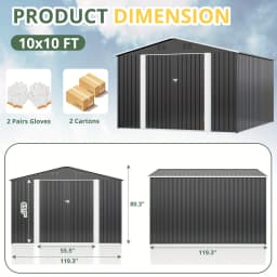 VIWAT 10x10~12x18FT Outdoor Metal Storage Shed, Metal Garden Shed with Updated Frame Structure & Lockable Door, Tool Shed For Backyard Patio Graden