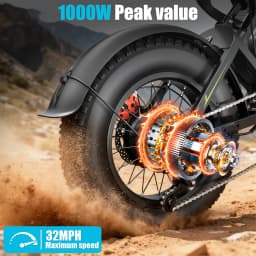 Electric Bike,16"x4.0 Fat Tire Ebike for Adults 1000W Peak,Electric Mountain Bike,32mph,Ebike UL 2849