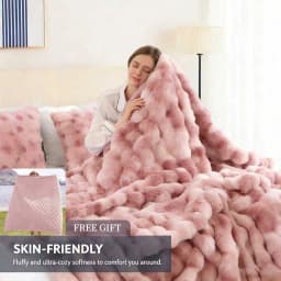Soft Cozy Faux Fur Rabbit Blanket, Warm Thick for Bed Sofa Office, Elegant Home Decor, Perfect Gift, Durable and Versatile