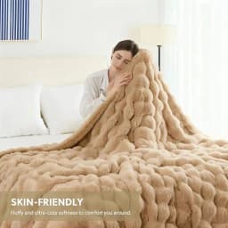 Soft Cozy Faux Fur Rabbit Blanket, Warm Thick for Bed Sofa Office, Elegant Home Decor, Perfect Gift, Durable and Versatile
