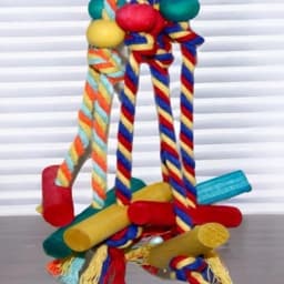 Cage Hanging Rope Bird Climbing Chewing Toys Multicolored Natural Wooden Bird Chewing Toys for Conure Cockatiel Budgies