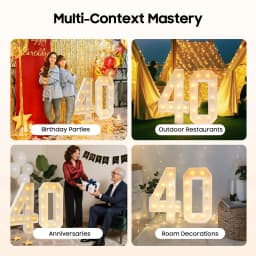 40 Light Up Numbers,40th Birthday Party Decoration,KT board 20 LED bulbs Warm Color Backdrop Pre-Cut Frame Large for Celebration