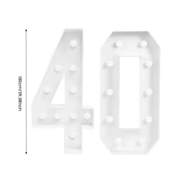 40 Light Up Numbers,40th Birthday Party Decoration,KT board 20 LED bulbs Warm Color Backdrop Pre-Cut Frame Large for Celebration