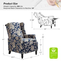 Wingback Upholstered Recliner Chair Push Back Lounge Living Room Home Theater Garden Customized