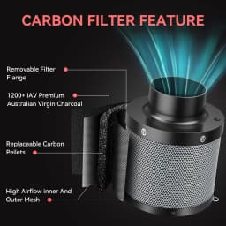 4/ 6 Inch Air Carbon Filter Combo for Grow Tents - 99% Odor Elimination with Australian Virgin Charcoal, Reversible Flange