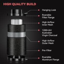 4/ 6 Inch Air Carbon Filter Combo for Grow Tents - 99% Odor Elimination with Australian Virgin Charcoal, Reversible Flange