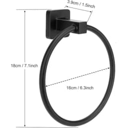 Wall Mounted Round Hand Towel Holder, Stainless Steel Matte Black Towel Ring, Bath Towel Holder Hangers for Bathroom, Kitchen