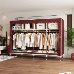 Heavy Duty Fabric Wardrobe 78.7x17.7x66.9in - 4 Hanging Rods & 4 Storage Spaces, 16mm Metal Frame with Thick Dust Cover
