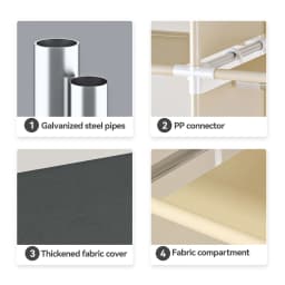 Heavy Duty Fabric Wardrobe 78.7x17.7x66.9in - 4 Hanging Rods & 4 Storage Spaces, 16mm Metal Frame with Thick Dust Cover