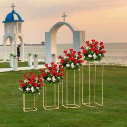 4pcs Metal Flower Stand 40cm,60cm,80cm,100cm Tall Gold Wedding Flower Stand for Wedding,Party, Events, Home Deco