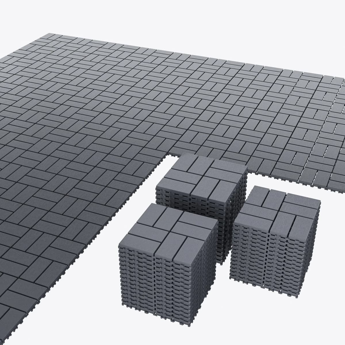 Plastic Interlocking Deck Tiles (84 Pack) - 12"x12" Outdoor Patio Flooring, Decking Tiles for Poolside, Backyard, Balcony