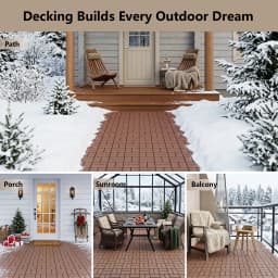 Plastic Interlocking Deck Tiles (84 Pack) - 12"x12" Outdoor Patio Flooring, Decking Tiles for Poolside, Backyard, Balcony