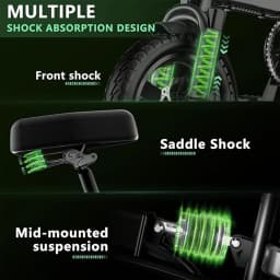 560W Adult Electric Bikes,24MPH,48V10.4AH Removable Battery,14inch Folding Electric Bike,Multi-Shock Absorption Electric Bicycle
