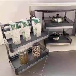 Blind Corner Cabinet Pull Out Organizer 2 Tier with 4 Detachable Shelves Magic Pull Out Deep Corner Cabinet Organizer Narrow