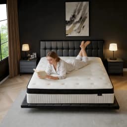 CAREBODY 12/14 Inch Queen Size Hybrid Double Mattress with Memory Foam and Pocket Springs, Medium Firm,Motion Isolation