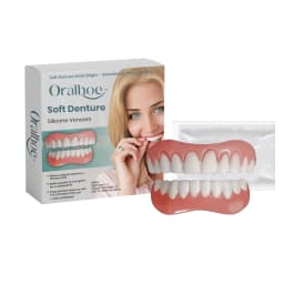 Dentures Full Set over Gums No Teeth Temporary Orthodontic Natural Upper Lower Braces Silicone Dentures Set Oral Hygiene Care
