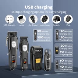 Professional Hair Clipper Kit Rechargeable Cordless Barber Kit and Hair Cutting Set Electric Foil Shavers and Beard Trimmers