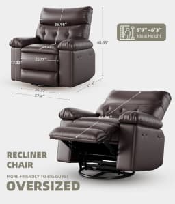 Power Lift Recliner Heat Massage 27in Wide 360 Swivel Rocker Remote Oversized Grey Living Room Elderly Nursing Home Customized