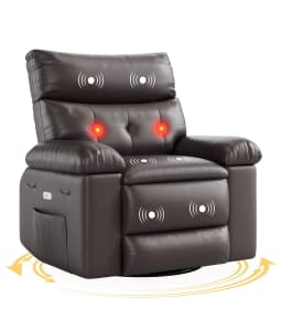 Power Lift Recliner Heat Massage 27in Wide 360 Swivel Rocker Remote Oversized Grey Living Room Elderly Nursing Home Customized
