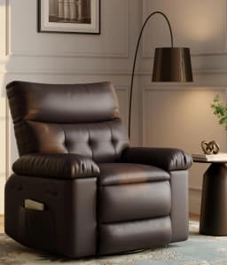 Power Lift Recliner Heat Massage 27in Wide 360 Swivel Rocker Remote Oversized Grey Living Room Elderly Nursing Home Customized