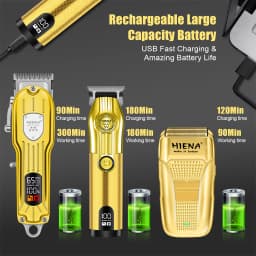 HINEA Hair cutting machine hair clipper Professional Rechargeable USB Hair Clipper Set with Display (Gold) for men Beauty tools