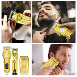 HINEA Hair cutting machine hair clipper Professional Rechargeable USB Hair Clipper Set with Display (Gold) for men Beauty tools