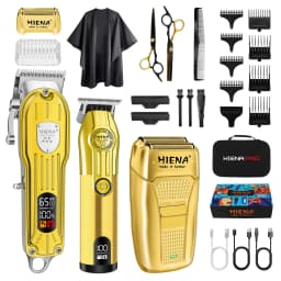 HINEA Hair cutting machine hair clipper Professional Rechargeable USB Hair Clipper Set with Display (Gold) for men Beauty tools