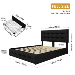 Full Size Bed Frame with 4 Storage Drawers and Adjustable Headboard, Upholstered Platform Bed with Button Tufted, Customized