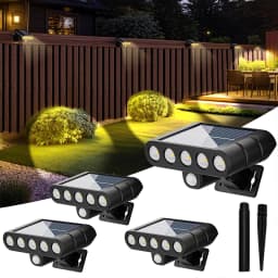 4 PACK Solar Outdoor Spotlights 1200mAh Lawn Flag Lights Landscape LED Ground Lights Walkway Driveway Landscape Camping Li-ion 18650 battery Gardens Trees And Courtyards Pathway Lights Lamp
