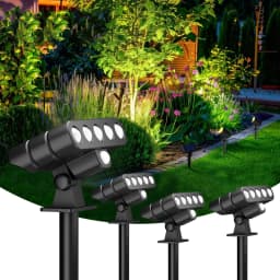 4 PACK Solar Outdoor Spotlights 1200mAh Lawn Flag Lights Landscape LED Ground Lights Walkway Driveway Landscape Camping Li-ion 18650 battery Gardens Trees And Courtyards Pathway Lights Lamp