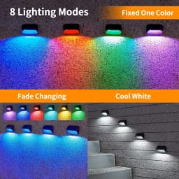 Solar Wall Lamp Solar Fence Lights with Warm White RGB Modes For Backyard Patio Deck Railing Wall Outdoor Waterproof Decor Light