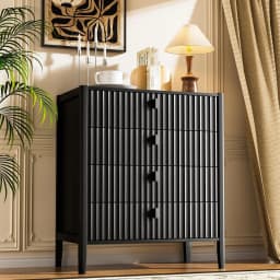 4 Drawer Dresser 31.5 Wide Fluted Front Metal Handles Bedroom Living Room Entryway Storage, Customized
