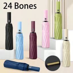 1pc Fully Automatic 24-Rib Windproof Compact Folding Umbrella, Dual Use Sunshade & Rainproof, Reinforced Multi-Function Travel Umbrella,Spring Summer Picks,Brides Maid Gifts,Room,Bedroom Decor,Beach,Travel,For Men,For Women,Vacation,Cute Stuff,Mother's