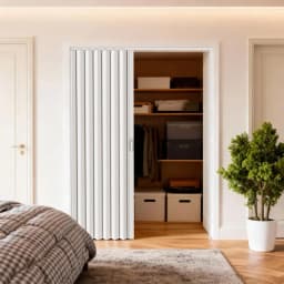 PVC Accordion Folding Door 48/60x80in, Interior Bifold Closet Door with Handle Latch and Full Installation Hardware